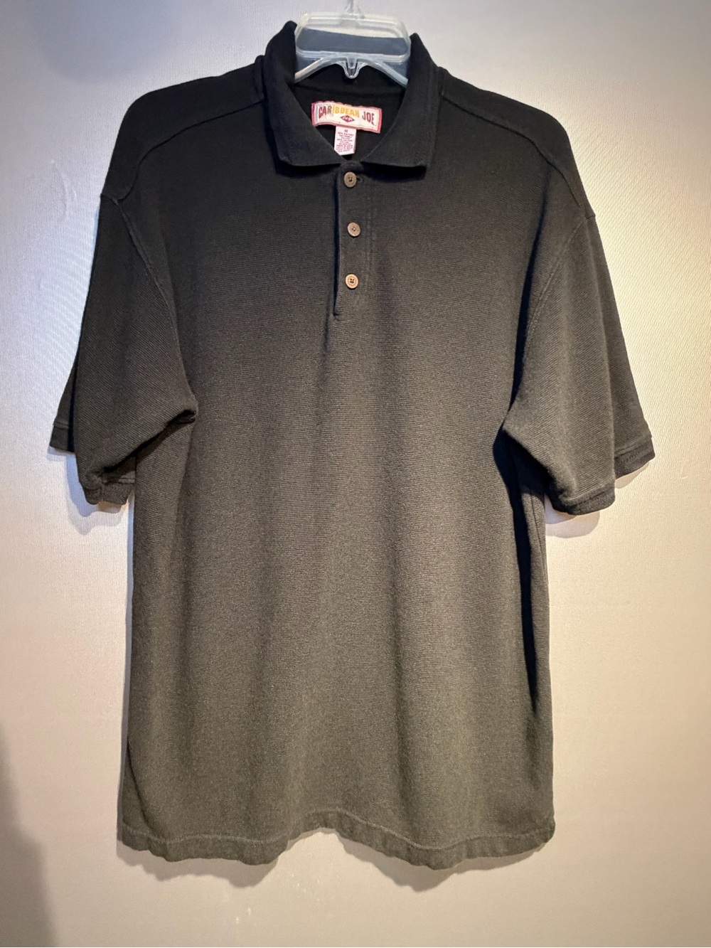 Caribbean Joe Mens Polo Shirt Short Sleeve Casual Solid Black size Medium